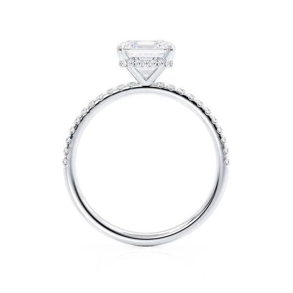 LIVELY - Princess Lab Diamond 18k White Gold Petite Hidden Halo