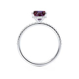 LIVELY - Chatham® Princess Alexandrite 950 Platinum Petite Hidden Halo Pavé Shoulder Set Ring