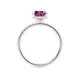 LIVELY - Chatham® Princess Pink Sapphire 950 Platinum Petite Hidden Halo Pavé Shoulder Set Ring
