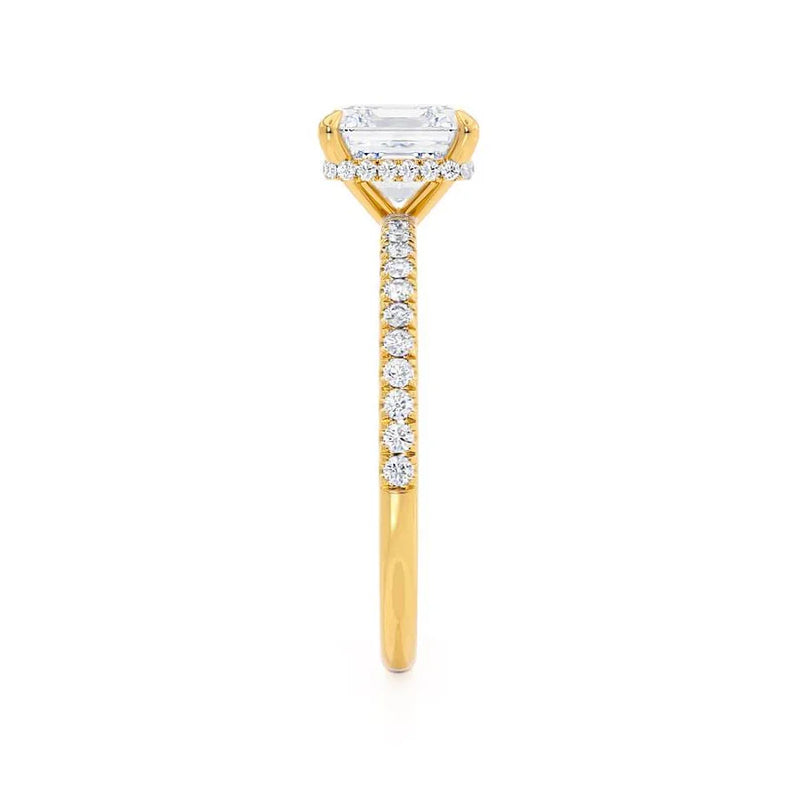 LIVELY - Princess Lab Diamond 18k Yellow Gold Petite Hidden Halo