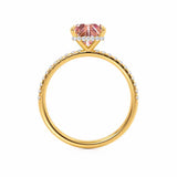 LIVELY - Chatham® Princess Champagne Sapphire 18k Yellow Gold Petite Hidden Halo Pavé Shoulder Set Ring