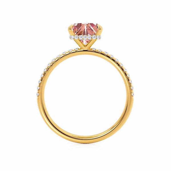 LIVELY - Chatham® Princess Champagne Sapphire 18k Yellow Gold Petite Hidden Halo Pavé Shoulder Set Ring