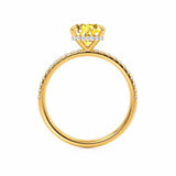 LIVELY - Chatham® Princess Yellow Sapphire 18k Yellow Gold Petite Hidden Halo Pavé Shoulder Set Ring