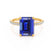 LIVELY - Emerald Blue Sapphire & Diamond 18k Yellow Gold Petite Hidden Halo Pavé Shoulder Set Ring