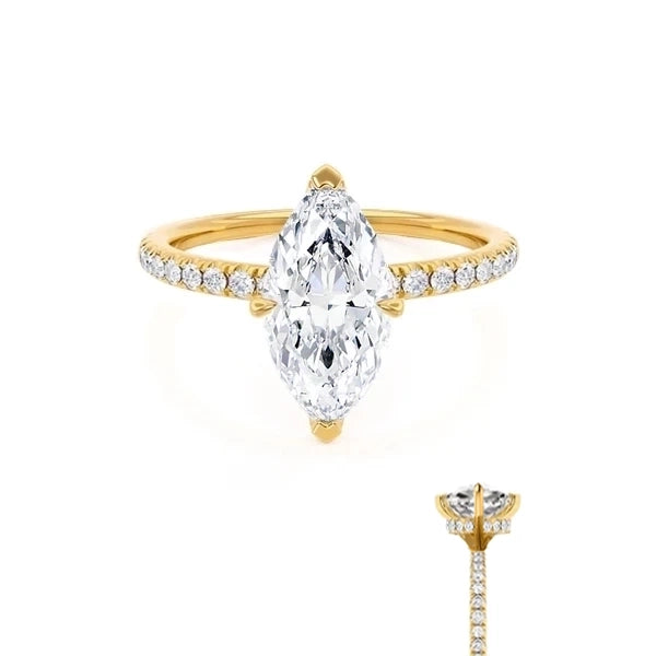 LIVELY - Marquise Lab Diamond 18K Yellow Gold Micro Pavé Hidden Halo