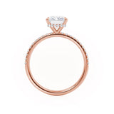 Lively Pear Lab Diamond 18k Rose Gold Pave Hidden Halo Engagement Ring Lily Arkwright Front View