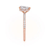 Lively Pear Lab Diamond 18k Rose Gold Pave Hidden Halo Engagement Ring Lily Arkwright Side View 2