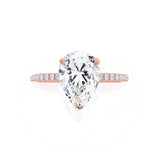 Lively Pear Lab Diamond 18k Rose Gold Pave Hidden Halo Engagement Ring Lily Arkwright Front View 2