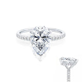 Lively Pear Lab Diamond 18k White Gold or Platinum Pave Hidden Halo Engagement Ring Lily Arkwright Front View 3 with Additional Hidden Halo View