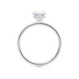 Lively Pear Lab Diamond 18k White Gold or Platinum Pave Hidden Halo Engagement Ring Lily Arkwright Side View