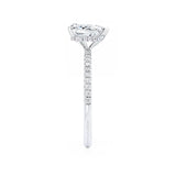 Lively Pear Lab Diamond 18k White Gold or Platinum Pave Hidden Halo Engagement Ring Lily Arkwright Side View 2