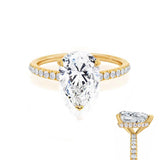 Lively Pear Lab Diamond 18k Rose Gold Pave Hidden Halo Engagement Ring Lily Arkwright Front View 3 with Additional Hidden Halo View