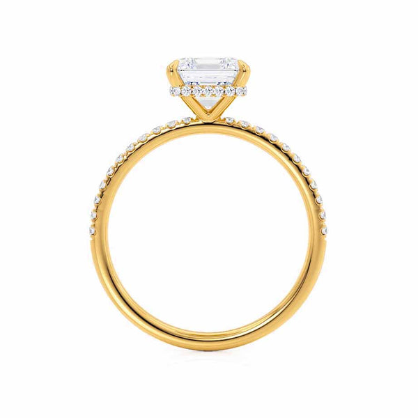 LIVELY - Princess Moissanite & Diamond 18k Yellow Gold Hidden Halo Micro Pavé Shoulder Set