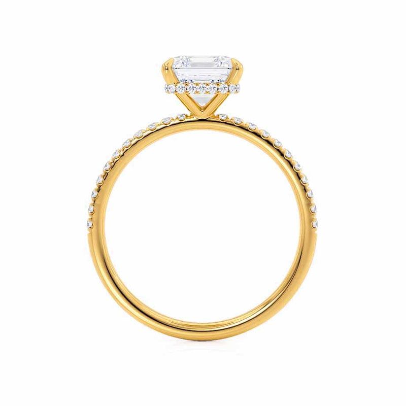 LIVELY - Princess Moissanite & Diamond 18k Yellow Gold Hidden Halo Micro Pavé Shoulder Set