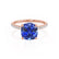 LIVELY - Cushion Blue Sapphire 18k Rose Gold Petite Hidden Halo Pavé Shoulder Set Ring