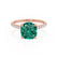 LIVELY - Cushion Emerald 18k Rose Gold Petite Hidden Halo Pavé Shoulder Set Ring