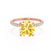 LIVELY - Cushion Yellow Sapphire 18k Rose Gold Petite Hidden Halo Pavé Shoulder Set Ring
