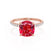 LIVELY - Cushion Ruby 18k Rose Gold Petite Hidden Halo Pavé Shoulder Set Ring