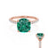 LIVELY - Cushion Emerald 18k Rose Gold Petite Hidden Halo Pavé Shoulder Set Ring