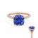 LIVELY - Cushion Blue Sapphire 18k Rose Gold Petite Hidden Halo Pavé Shoulder Set Ring