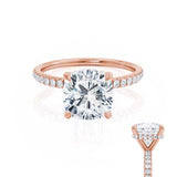 LIVELY - Cushion Natural Diamond 18k Rose Gold Petite Hidden Halo Pavé Shoulder Set Engagement Ring Lily Arkwright