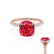 LIVELY - Cushion Ruby 18k Rose Gold Petite Hidden Halo Pavé Shoulder Set Ring