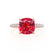 LIVELY - Cushion Ruby 18k Rose Gold Petite Hidden Halo Pavé Shoulder Set Ring
