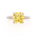 LIVELY - Cushion Yellow Sapphire 18k Rose Gold Petite Hidden Halo Pavé Shoulder Set Ring