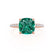 LIVELY - Cushion Emerald 18k Rose Gold Petite Hidden Halo Pavé Shoulder Set Ring