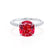 LIVELY - Cushion Ruby 950 Platinum Petite Hidden Halo Pavé Shoulder Set Ring