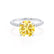 LIVELY - Cushion Yellow Sapphire 18k White Gold Petite Hidden Halo Pavé Shoulder Set Ring