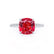 LIVELY - Cushion Ruby 950 Platinum Petite Hidden Halo Pavé Shoulder Set Ring