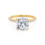 LIVELY - Cushion Natural Diamond 18k Yellow Gold Petite Hidden Halo Pavé Shoulder Set Engagement Ring Lily Arkwright