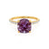 LIVELY - Cushion Alexandrite 18k Yellow Gold Petite Hidden Halo Pavé Shoulder Set Ring