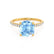 LIVELY - Cushion Aqua Spinel 18k Yellow Gold Petite Hidden Halo Pavé Shoulder Set Ring