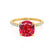LIVELY - Cushion Ruby 18k Yellow Gold Petite Hidden Halo Pavé Shoulder Set Ring
