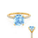 LIVELY - Cushion Aqua Spinel 18k Yellow Gold Petite Hidden Halo Pavé Shoulder Set Ring