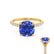 LIVELY - Cushion Blue Sapphire 18k Yellow Gold Petite Hidden Halo Pavé Shoulder Set Ring
