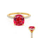 LIVELY - Cushion Ruby 18k Yellow Gold Petite Hidden Halo Pavé Shoulder Set Ring