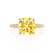 LIVELY - Cushion Yellow Sapphire 18k Yellow Gold Petite Hidden Halo Pavé Shoulder Set Ring