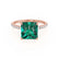 LIVELY - Princess Emerald 18k Rose Gold Petite Hidden Halo Pavé Shoulder Set Ring