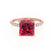 LIVELY - Princess Ruby 18k Rose Gold Petite Hidden Halo Pavé Shoulder Set Ring