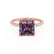 LIVELY - Princess Alexandrite 18k Rose Gold Petite Hidden Halo Pavé Shoulder Set Ring