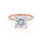 LIVELY - Princess Lab Diamond 18k Rose Gold Petite Hidden Halo