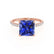 LIVELY - Princess Blue Sapphire 18k Rose Gold Petite Hidden Halo Pavé Shoulder Set Ring