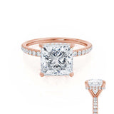 LIVELY - Princess Lab Diamond 18k Rose Gold Petite Hidden Halo