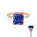 LIVELY - Princess Blue Sapphire 18k Rose Gold Petite Hidden Halo Pavé Shoulder Set Ring