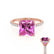 LIVELY - Princess Pink Sapphire 18k Rose Gold Petite Hidden Halo Pavé Shoulder Set Ring