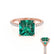 LIVELY - Princess Emerald 18k Rose Gold Petite Hidden Halo Pavé Shoulder Set Ring