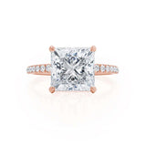 LIVELY - Princess Lab Diamond 18k Rose Gold Petite Hidden Halo